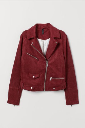 Imitation suede biker jacket - Rust red - | H&M GB