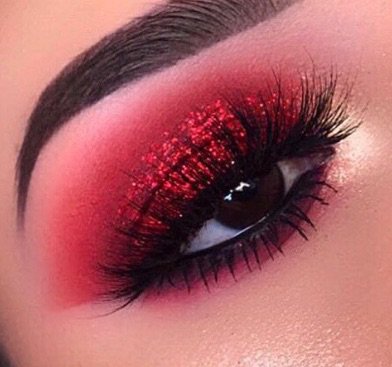 Red Glitter Eye Makeup