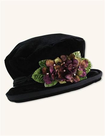 Devon Violets Hat | Black Velvet Hat