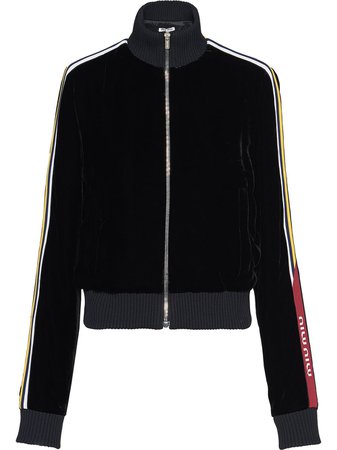 Miu Miu Technical Velvet Zipped Jacket ML5911VO0 Black | Farfetch