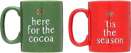 Amazon.com: Pearhead Holiday Tis The Season Mug Set, Here For The Cocoa, Tis The Season, Holiday Mug Set, Christmas Home Décor, Holiday Gifts : Home & Kitchen