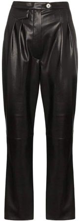 high-rise faux leather trousers