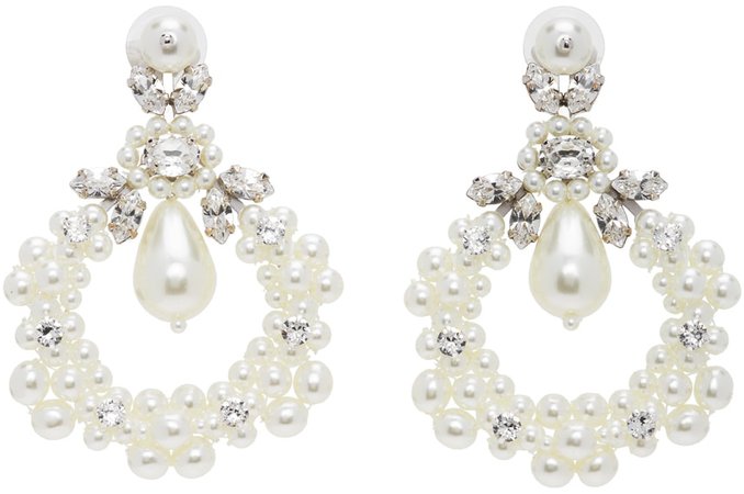 Simone Rocha: White Jewelled Cluster Cameo Earrings | SSENSE Canada