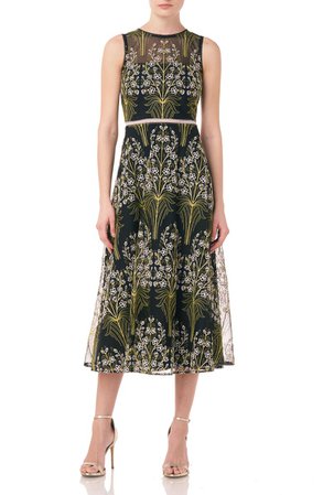 ML Monique Lhuillier Embroidered Mesh Cocktail Dress | Nordstrom