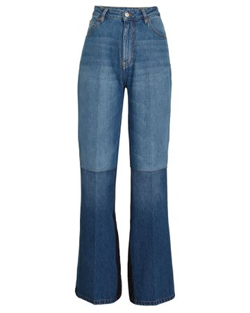 Victoria Beckham Patchwork Flared High-Rise Jeans | INTERMIX®