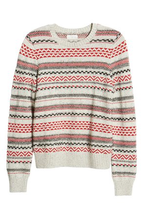 Lucky Brand Stripe Fair Isle Cotton & Wool Blend Sweater