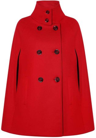 Allora Wool Cashmere Double Breasted Cape Poppy