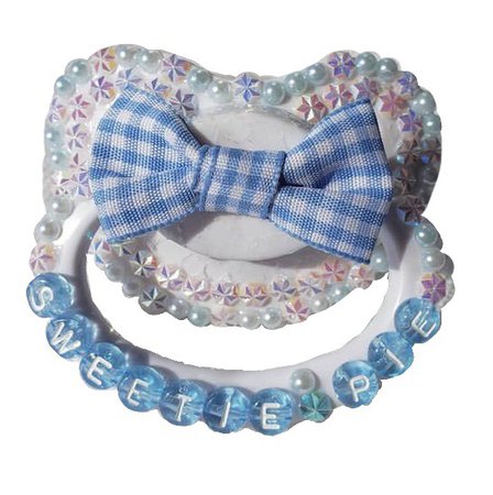 Blue bow adult paci
