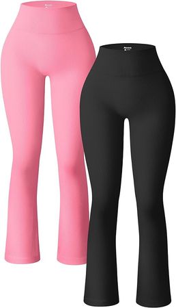 Amazon.com: OQQ Women's 2 Piece Yoga Pants Ribbed Seamless Workout High Waist Bell Bottoms Flare Leggings : Clothing, Shoes & Jewelry