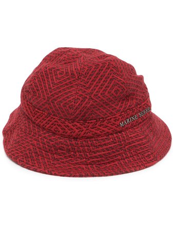Shop Marine Serre logo-plaque bucket hat with Express Delivery - FARFETCH