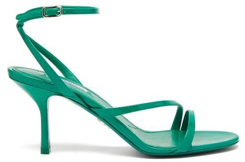 Ankle Strap Patent Leather Heeled Sandals - Womens - Green
