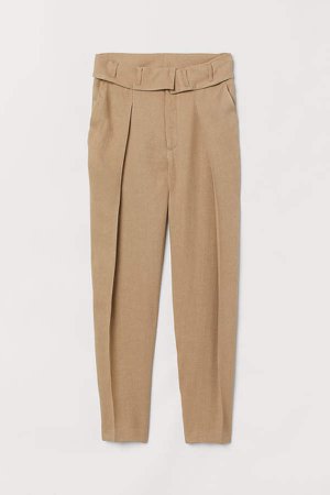 Linen-blend Pants - Beige