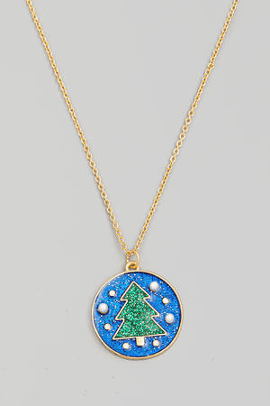 blue christmas necklace