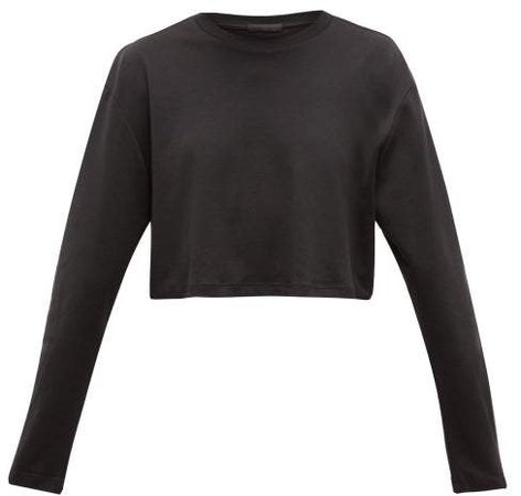 Wardrobe.Nyc Wardrobe.nyc - Cropped Long Sleeved Cotton T Shirt - Womens - Black
