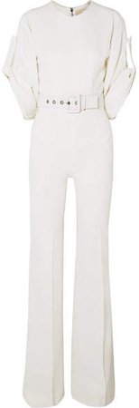 Belted Silk-blend Crepe Jumpsuit - Ivory