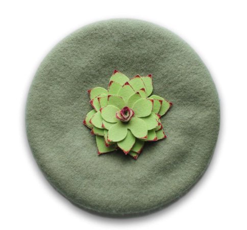 green succulent beret by elleni the label
