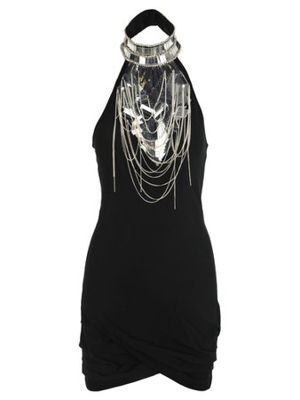 Balmain Balmain Balmain Embellished Crepe Mini Dress - BLACK - 10962090 | italist