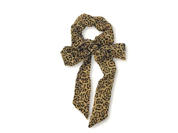 Leopard Hair Bow Scrunchie Short Skinny Scarf Beach Hair Tie | Etsy