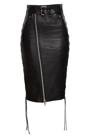 Balenciaga Lace-Up Leather & Stretch Jersey Skirt | Nordstrom