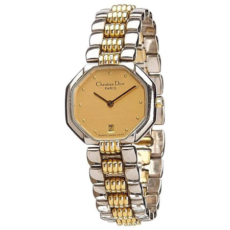 Christian Dior Diamond Studded Gold Toned Watch at 1stDibs