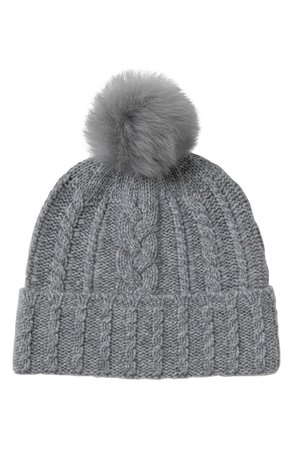 AMICALE Cashmere Cable Cuffed Beanie | Nordstromrack