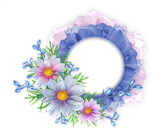 Blue and Pink Round Transparent Frame with Flowers​ | Gallery Yopriceville - High-Quality Images and Transparent PNG Free Clipart