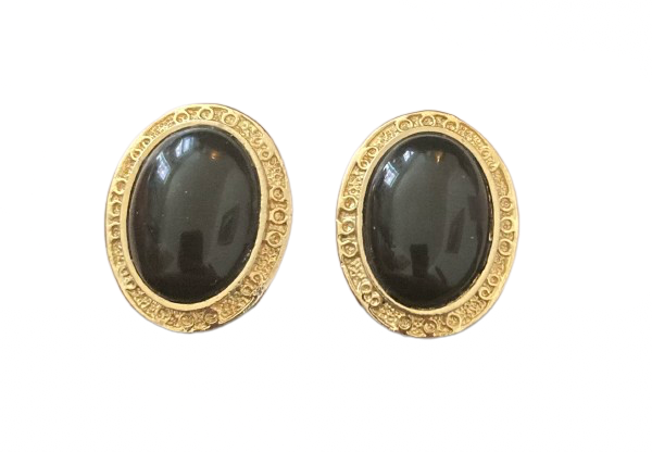 vintage black/gold clip on earrings