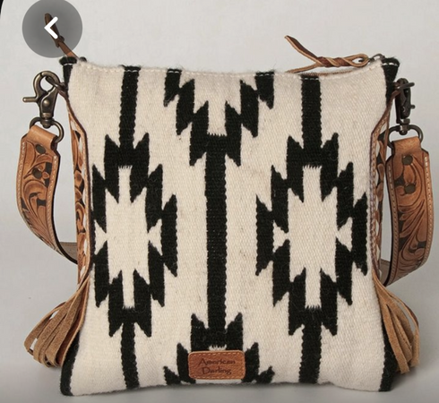 western white purse pattern leather