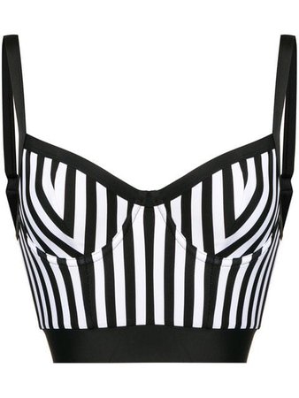 Balmain striped longline bikini top $523 - Buy Online SS19 - Quick Shipping, Price