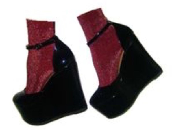 red socks and black heels
