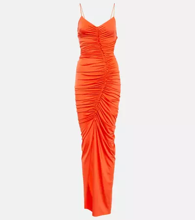 Ruched Maxi Dress in Orange - Victoria Beckham | Mytheresa