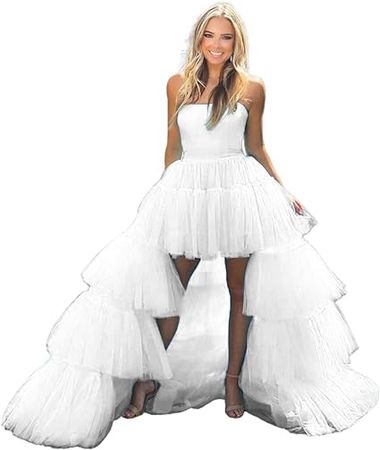 Amazon.com: DOCOJAZ Strapless Hi-Lo Prom Dresses Formal Evening Cocktail Party Gown for Wedding : Clothing, Shoes & Jewelry