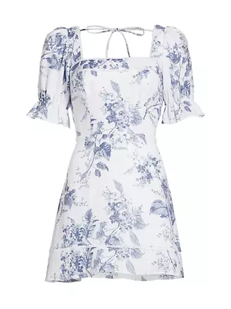 Shop Reformation Evianna Floral Linen Minidress | Saks Fifth Avenue
