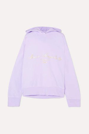 Oversized Cutout Printed Cotton-jersey Hoodie - Lilac