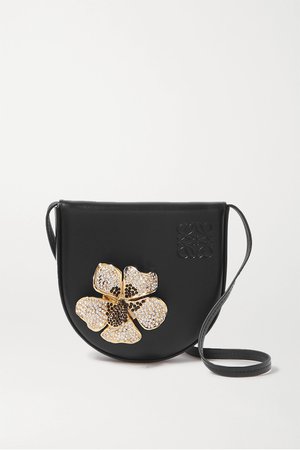 Black Heel small crystal-embellished leather shoulder bag | Loewe | NET-A-PORTER