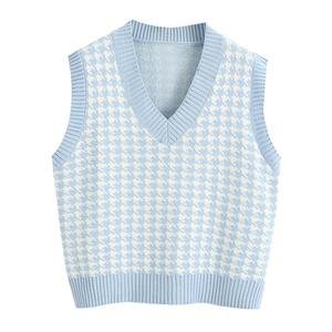 Josie Oversized Vintage Houndstooth Knitted Sweater Vest – Amélie