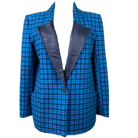 80s New Wave Turquoise Wool Blazer, Avant Garde Blazer