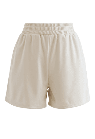 beige sweat shorts