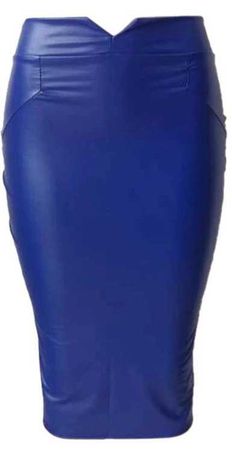 blue leather skirt