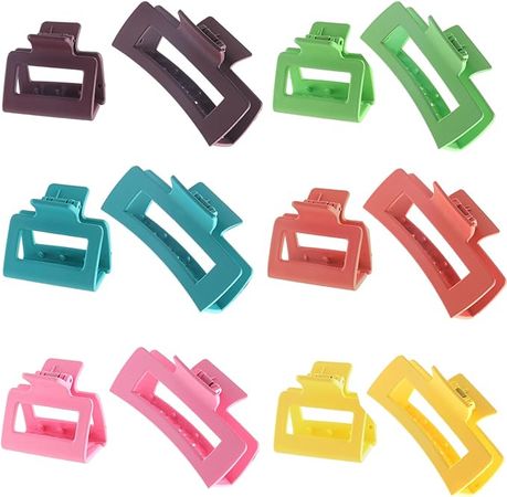 Alemaky 12Pack Colorful Trendy Square Hair Clips, Big and Small Neutral Rectangle Claw Clips, Non-slip Matte Large Hair Clips for Women, Hair Clasps Accessories Red Green Yellow : Amazon.ca: Beauty & Personal Care