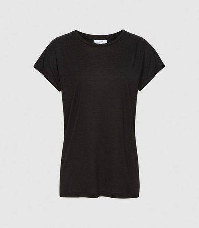 Leandra Black Fine Jersey T-Shirt – REISS