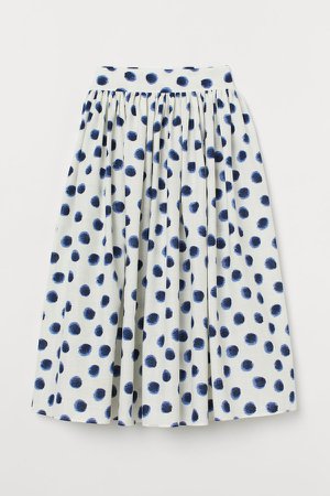 Flared Cotton Skirt - Blue