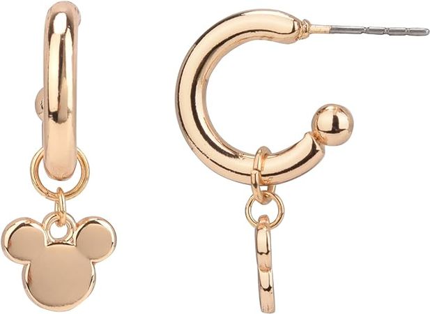 Amazon.com: Disney Mickey Mouse Earrings, One Pair in Authentic Jewelry Gift Box, Hanging Huggie Hoop (Gold): Clothing, Shoes & Jewelry