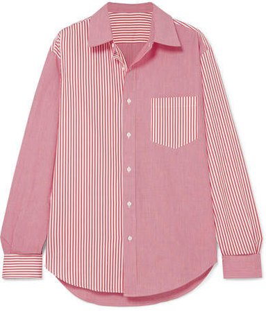 Striped Cotton-poplin Shirt - Red