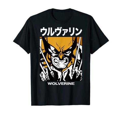 Amazon.com: Marvel X-Men Wolverine Kanji Blades Pose Graphic T-Shirt T-Shirt: Clothing