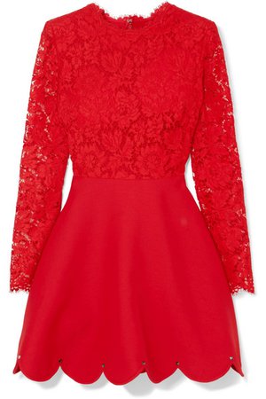 Valentino | Guipure lace and crepe mini dress | NET-A-PORTER.COM