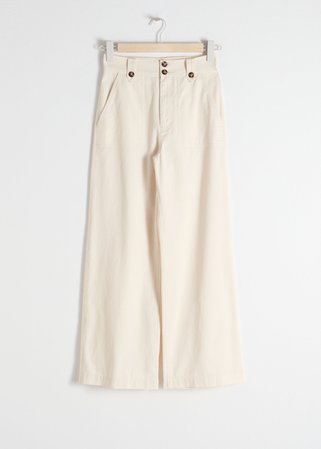Cotton Twill Culottes - Cream - Trousers - & Other Stories