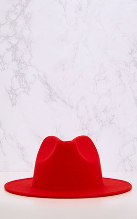 Tomato Red Felt Fedora Hat | Accessories | PrettyLittleThing USA