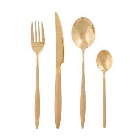sleek 16pc cutlery set matte gold