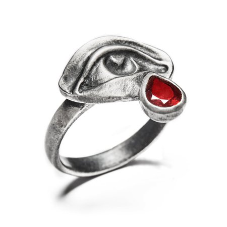*SOLD OUT* Mourning Eye. Small Eye with Garnet Ring. – Blood Milk Jewels